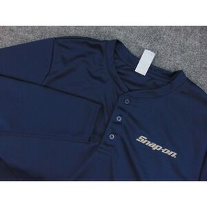 Snap-on Henley Shirt Mens Large Navy Blue Solid Long Sleeve Performance Workwear